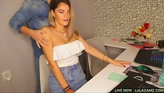 Steamy Encounter With A Seductive Office Girl In A Chair Massage